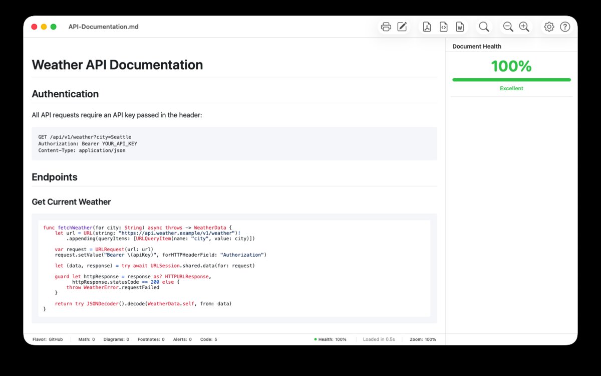 Markdown Lens with syntax highlighted code blocks